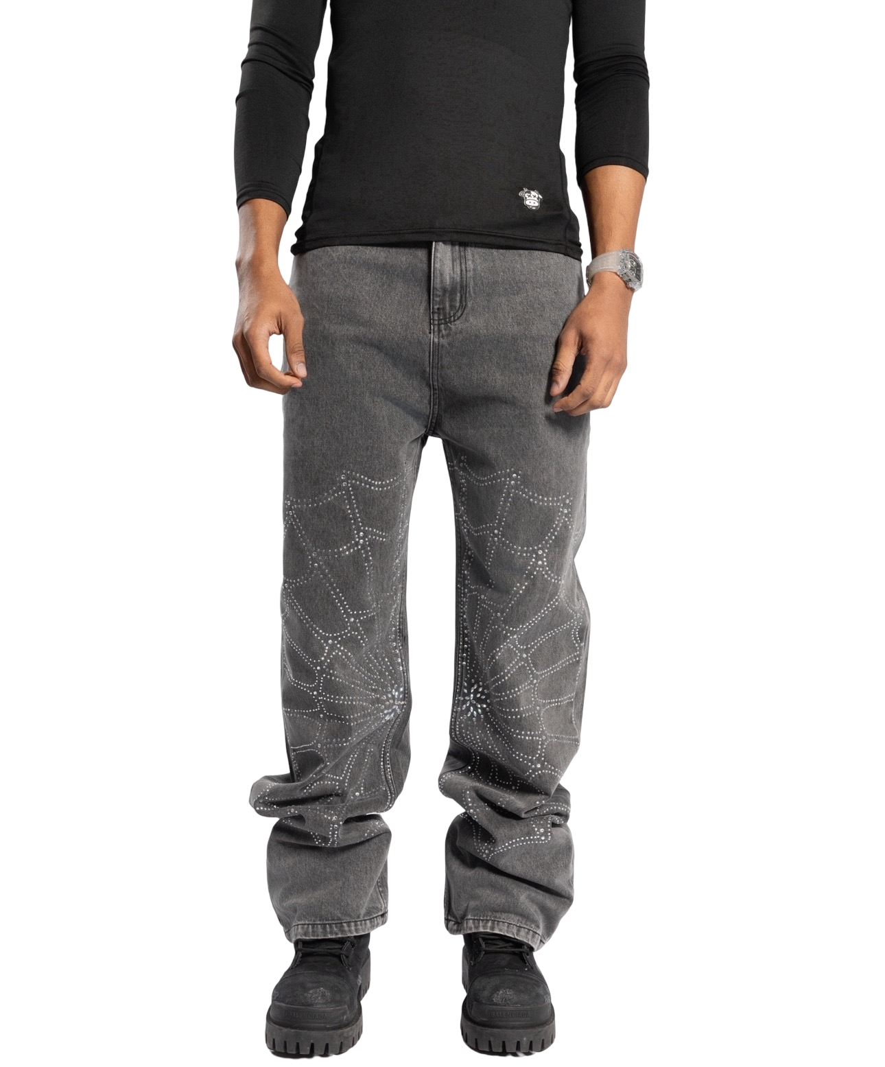 Spiderweb Denim Baggy Grey